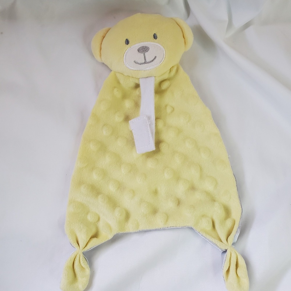 Swiggles Yellow Bear Plush Minky Satin Lovey Pacifier Holder Security Blanket